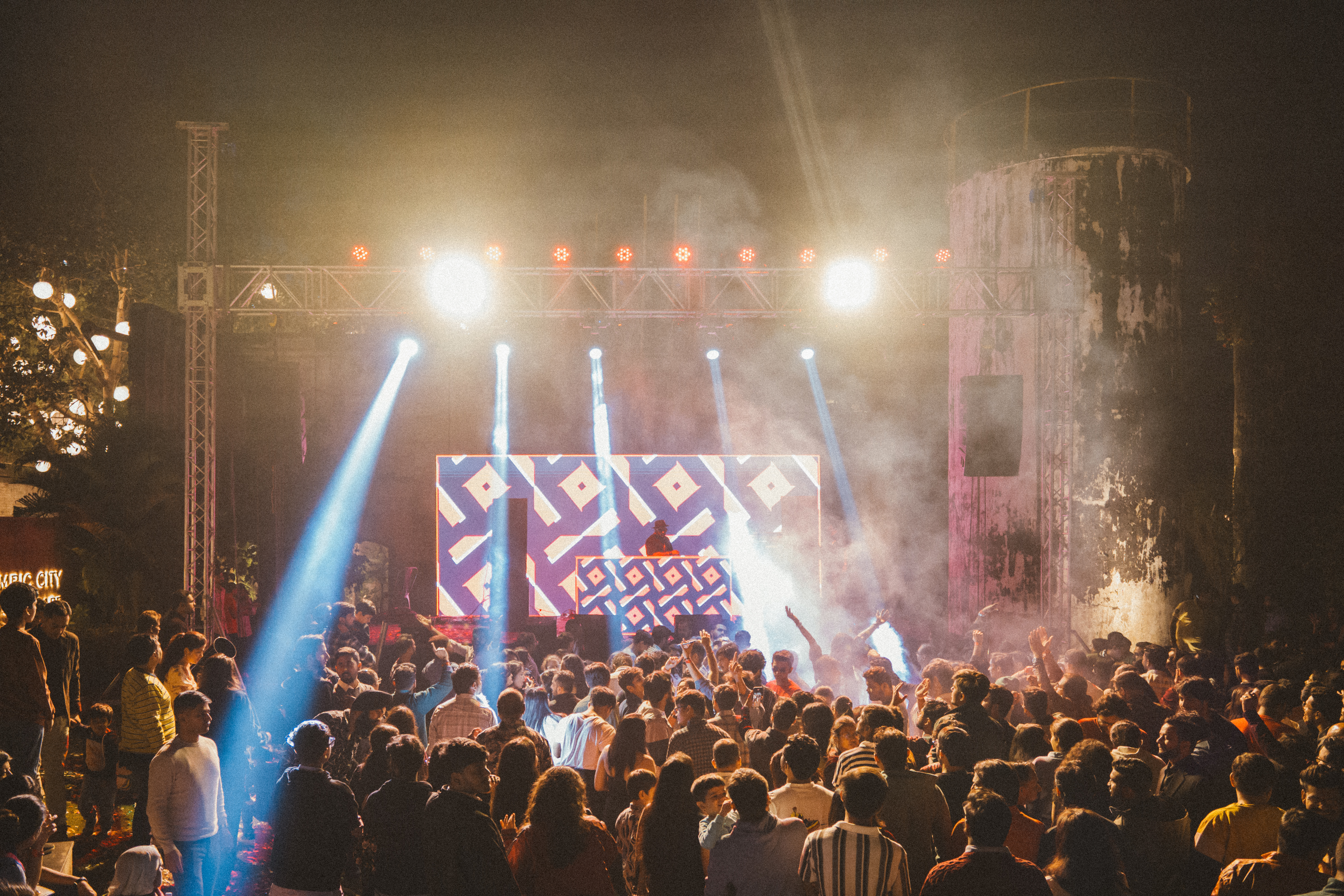 Concert stage setup and performance